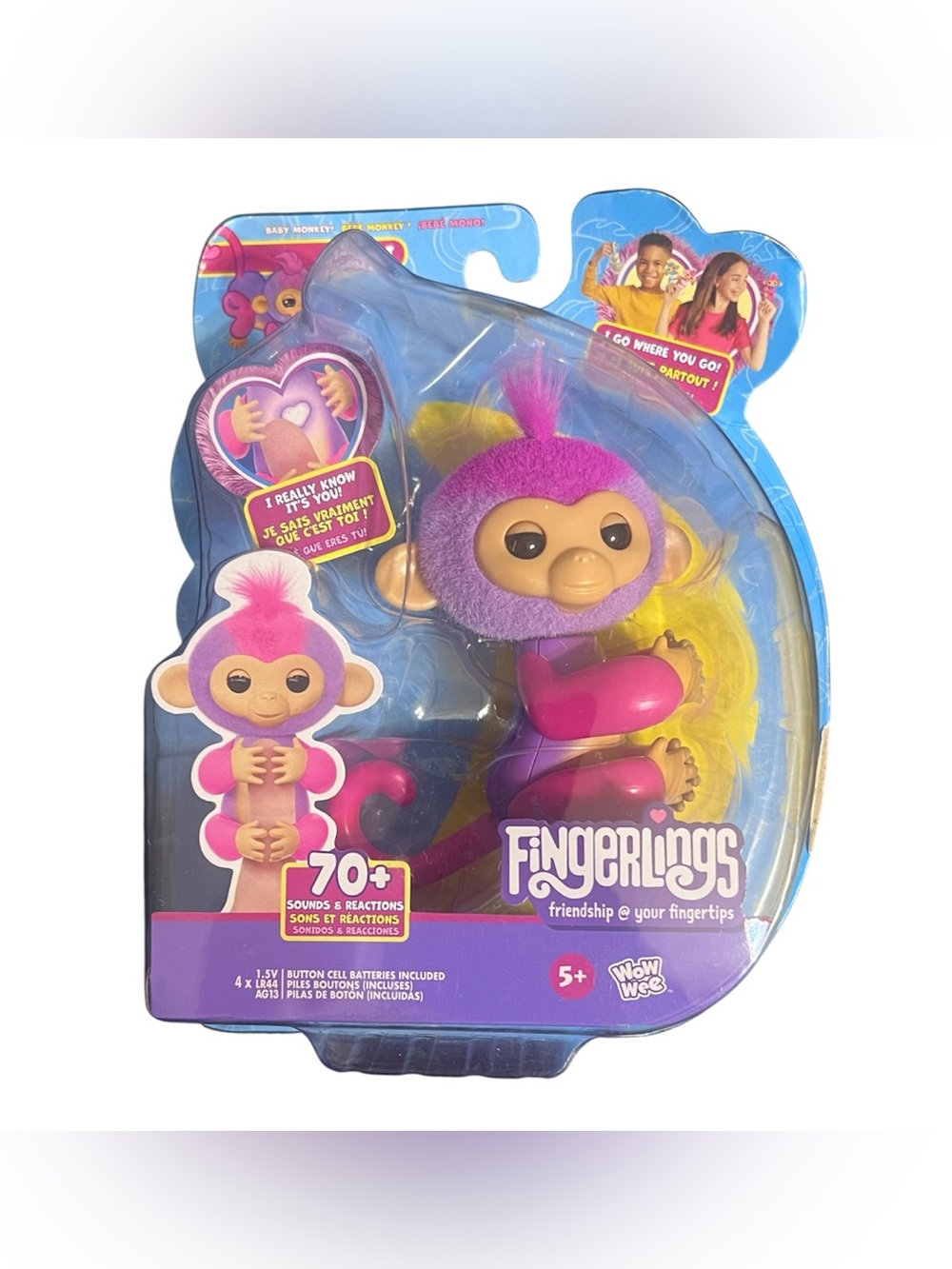 Fingerlings Interactive Baby Monkey Toy - Pink & Purple Unisex